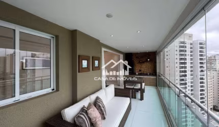 Vende ou aluga apartamento de 120m² com 3 suítes, 2 vagas, semi-mobiliado com churrasqueira na varanda gourmet