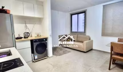 Vende apartamento de 34m², mobiliado, com 1 dormitório e lazer completo