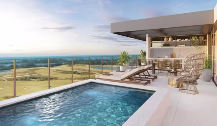Cobertura Linear 376m2 4 suítes , VISTA CAMPO DE GOLF E MAR