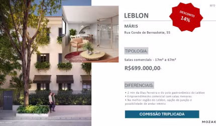 SALAS Comerciais no LEBLON de 17 a 67 m2