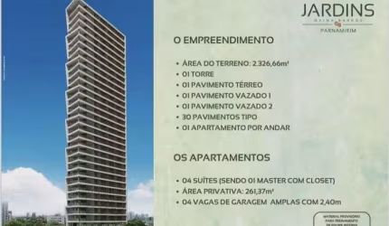 Apartamento para venda com 261m², 4 quartos todos suítes em Parnamirim - Recife - PE