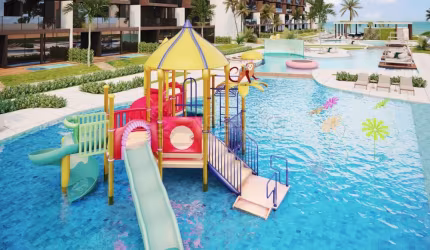 Excelente oportunidade de Flat Jardin com varanda, condomínio Beira Mar em Muro Alto, melhor trecho de mar da região.