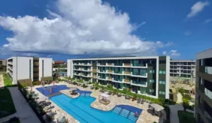 Muro Alto: 2 quartos, varanda, totalmente mobiliado e  lazer completo para família.