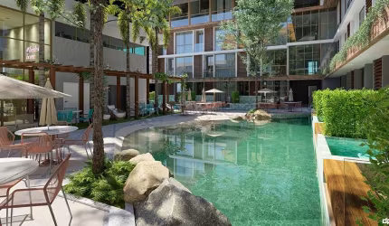 Excelente flat mobiliado localizado em Porto de Galinhas, com 35,45m² de área útil.