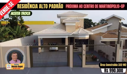 Casa para Venda em Martinópolis, Residencial Tardim I, 3 dormitórios, 1 suíte, 3 banheiros, 2 vagas