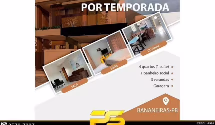 Casa Com 4 Dormitórios Para Alugar, 200 M² Por R$ 6.000/ - Bananeiras - Bananeiras/pb #cida