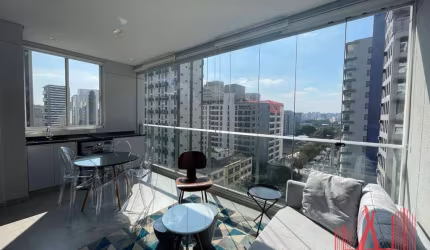 Apartamento Stúdio MOBILIADO para Locação com 1 dormitório, 1 vaga de garagem, com 45 m² - Moema