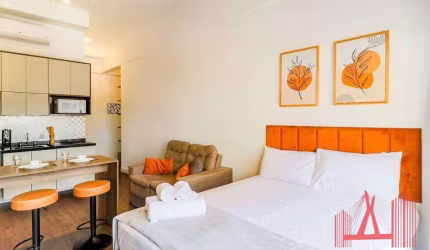 Studio MOBILIADO com 1 dormitório, com 32 m²