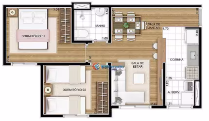 Apartamento com 2 dormitórios à venda, 48 m² por R$ 210.000,00 - Loteamento Novo Angulo - Hortolândia/SP