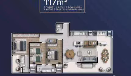 Apartamento com 3 dormitórios à venda, 117 m² - Jardim das Nações - Taubaté/SP