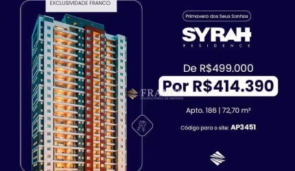 Apartamento com 2 dormitórios à venda, 72m² - Bosque Flamboyant - Taubaté/SP