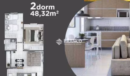 Apartamento com 2 dormitórios à venda, 48,32m² - Chácara do Visconde - Taubaté/SP