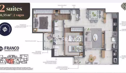 Apartamento com 2 dormitórios à venda, 81 m² por R$ 571.200,00 - Bosque Flamboyant - Taubaté/SP