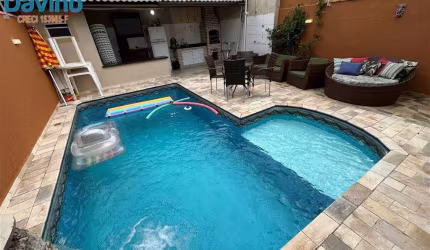 950mil - casa alto padrão - espaço gourmet com churrasqueira piscina semi mobiliada planejados