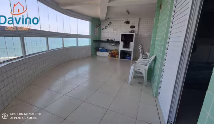 APARTAMENTO MOBILIADO EM PREDIO FRENTE PRAIA, COM VISTA MAR, 2 QUARTOS 1 SUÍTE, SACADA COM CHURRASQUEIRA, PISCINA,