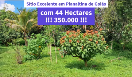 Sítio em Planaltina de Goiás, Córrego Rico com 44 Hectares !!! 350.000 !!!