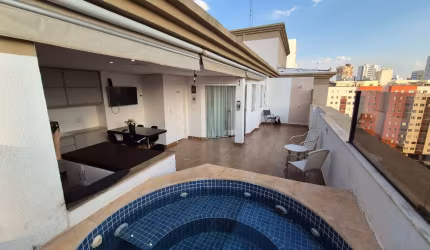 Cobertura com Terraço amplo, churrasqueira, ofurô com aquecedor, hidromassagem, reformada, com 2 vagas e excelente localização