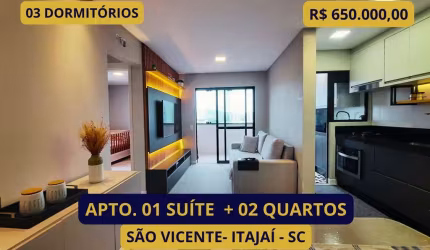 Apartamento para Venda em Itajaí, São Vicente, 3 dormitórios, 1 suíte, 2 banheiros, 1 vaga