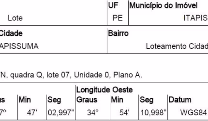 Oportunidade Única em ITAPISSUMA - PE | Tipo: Terreno | Negociação: Venda Online  | Situação: Imóvel