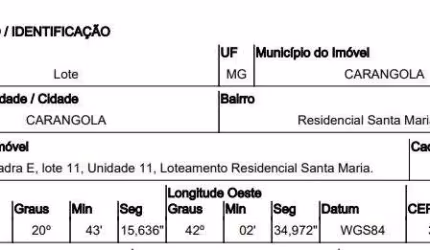 Oportunidade Única em CARANGOLA - MG | Tipo: Terreno | Negociação: Venda Direta Online  | Situação: Imóvel