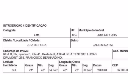 Oportunidade Única em JUIZ DE FORA - MG | Tipo: Terreno | Negociação: Venda Direta Online  | Situação: Imóvel