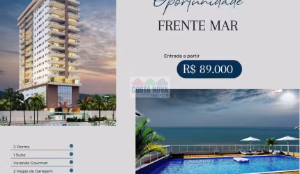 Apartamento de 2 dormitórios frente mar no Jd. Imperador