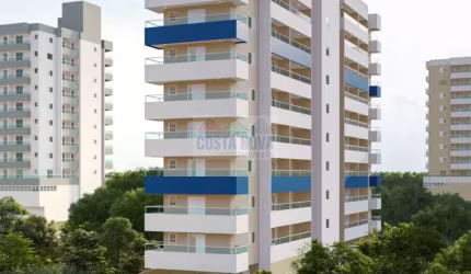 Apartamento com 1 guarto, 1 banheiro, 1 vaga e lazer. Bairro Guilhermina em Praia Grande