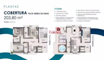 Cobertura duplex na faixa mar com 3 suites