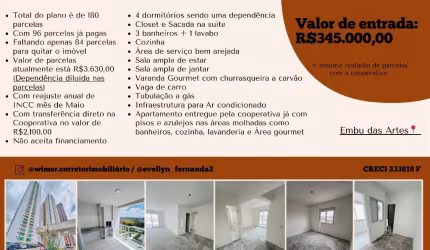 OPORTUNIDADE APARTAMENTO COM DEPENDÊNCIA (4 dormitórios) Parque Firenze