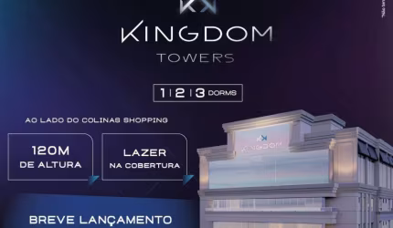 Apartamento à venda no Ed. Kingdom Towers West - 91,36 m² 3 Dorms 2 Suítes 2 Vagas ACIMA 20º Andar. Ao lado Shopping Colinas