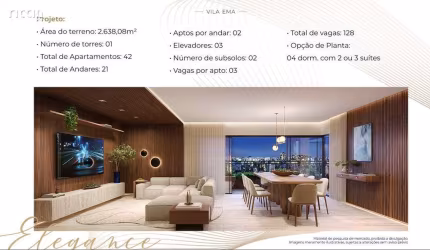Lançamento - Edifício VOLPE Elegance Vila Ema - SJC/SP - Apartamento de 4 Dorms ou 3 Suítes com 188 m² 3 Vagas
