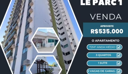 Vendo apartamento no Edifício Lê Parc 1 com 3 dormitório e 2 vagas de garagem paralelas em Cuiabá MT
