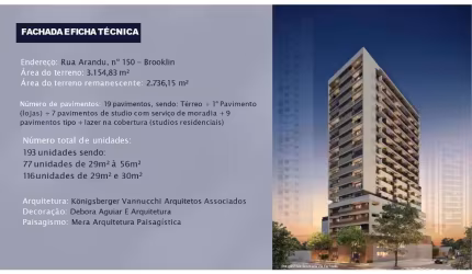 no melhor do Brooklin, surge os STUDIOS BERRINI. excelente localização com lazer, praticidade e estilo de vida