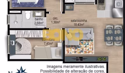 Apartamento com 2 quartos à venda na Cidade Nova, Caxias do Sul , 53 m2 por R$ 280.000