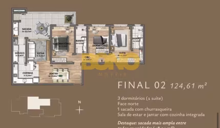 Apartamento com 3 quartos à venda no Villagio Iguatemi, Caxias do Sul  por R$ 796.000