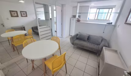 Aluguel Apt 34m² 1Qt Mobiliado, Serv Camareira Incluso, Localiz no Coração de Boa Viagem