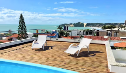 Ap 2 qtos/suíte, Ponta Negra, 230 m do mar! Piscina/churrasq na cobertura com linda vista