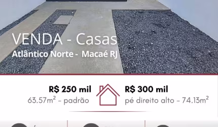 Vendo excelentes casas no Loteamento Alântico Norte, com 63.57m².
