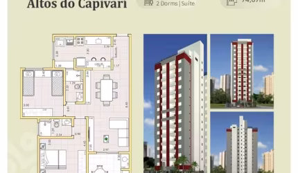 Apartamento Novo à venda, 02 dormitórios (suíte) , vaga de garagem coberta, Vila São José, Taubaté,