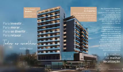 Um lançamento mais que desejado no bairro São Mateus! Apartamento 1 quarto com com varanda gourmet à venda.