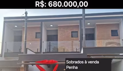 Sobrado Frontal na Penha - 2 Unidades, Acabamento de Primeira e Próximo ao Metrô!