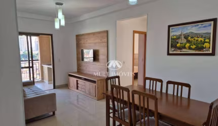 Lindo Apartamento Mobiliado andar alto, localizado no Jd. Irajá com 71,40 m² de área útil.