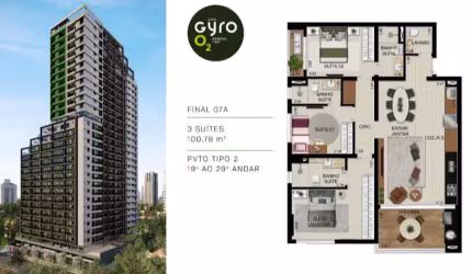 Ágio OPUS GYRO O2 - St. Serrinha - 28º andar - OPORTUNIDADE Apartamento com 3 Quarto(s) e 4 banheiro(s) à Venda, 99.46 por R$ 1.100.000 no setor Serrinha AD8123