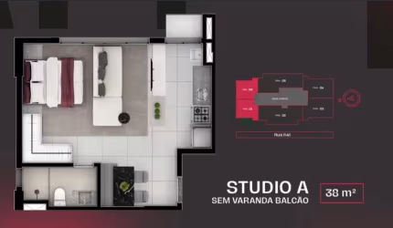 STUDIO NO SETOR MARISTA Apartamento com 1 Quarto(s) e 1 banheiro(s) à Venda, 38 por R$ 400.000 no setor Setor Oeste AU23081