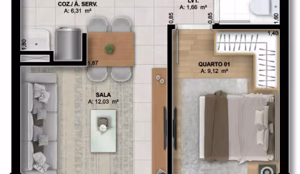 Ágio Wellness Marista  Apartamento com 1 Quarto(s) e 1 banheiro(s) à Venda, 41 por R$ 508.553,06 no setor Setor Marista AD23274