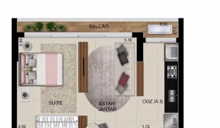 Ágio VENDO OPUS GYRO O2 - STUDIO Studio com 1 Quarto(s) e 1 banheiro(s) à Venda, 45.27 por R$ 479.000 no setor Serrinha FL24711
