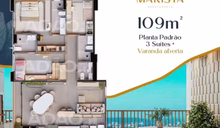 Ágio Invite Marista Apartamento com 3 Quarto(s) e 4 banheiro(s) à Venda, 109.29 por R$ 1.047.000 no setor Setor Marista AX27665