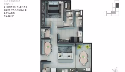 Ágio Bgreat Nova Suíça Apartamento com 2 Quarto(s) e 3 banheiro(s) à Venda, 74.18 por R$ 665.000 no setor Parque Amazonia TA28482
