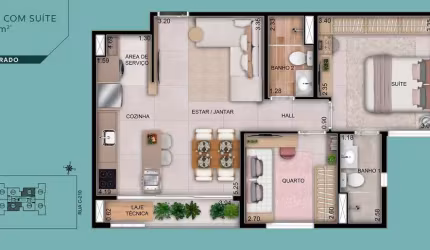 Ágio Apartamento 2 quartos 60m² Apartamento com 2 Quarto(s) e 2 banheiro(s) à Venda, 60 por R$ 475.000 no setor Jardim América AD29718