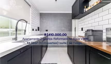 Apartamento Térreo à Venda no Água Verde | 2 Quartos (1 Suíte), Reformado, 1 Vaga – Curitiba